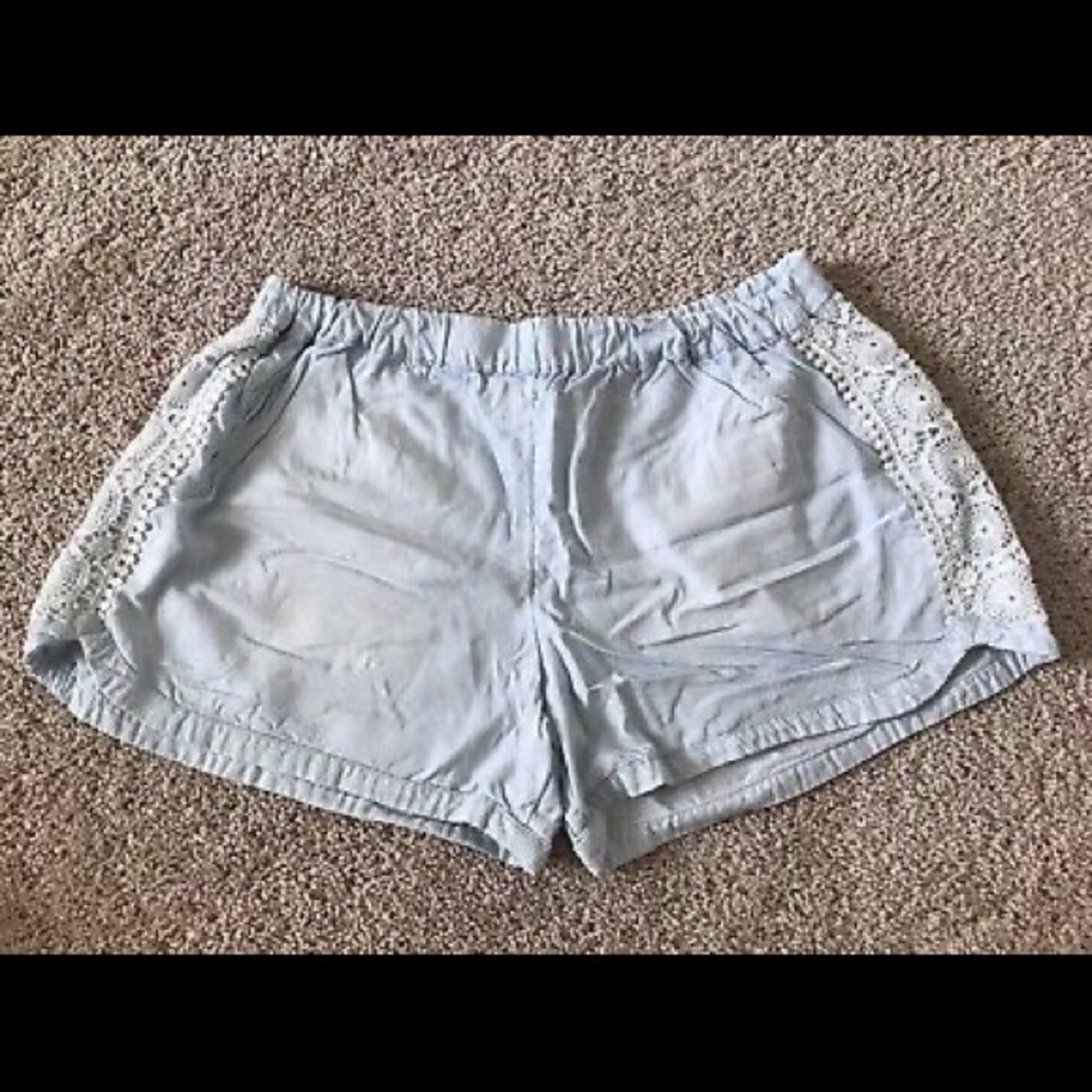 Mossimo Shorts Chambray Crochet Trim Size Medium